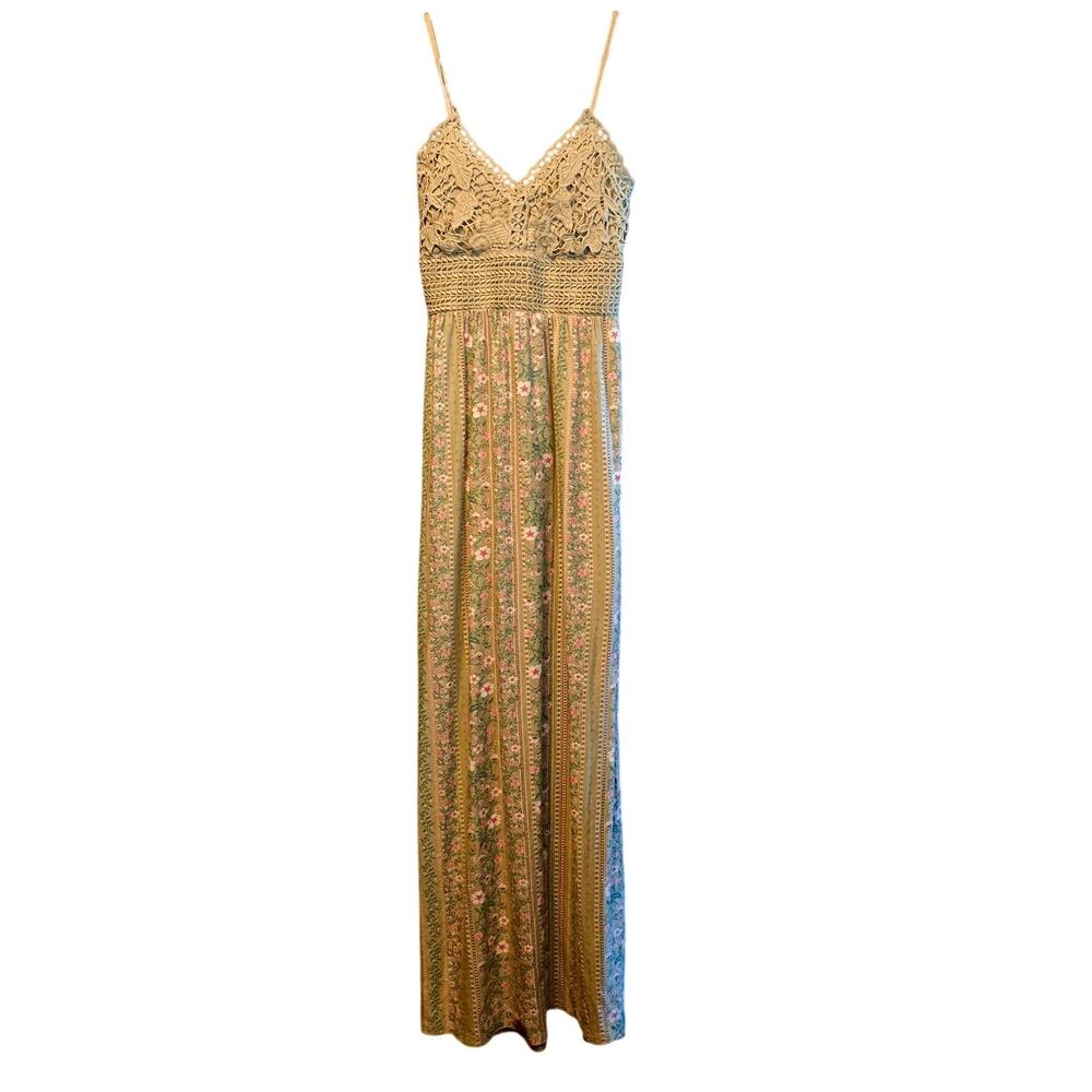 Derek Heart y2k crochet floral panel maxi dress cottagecore size M